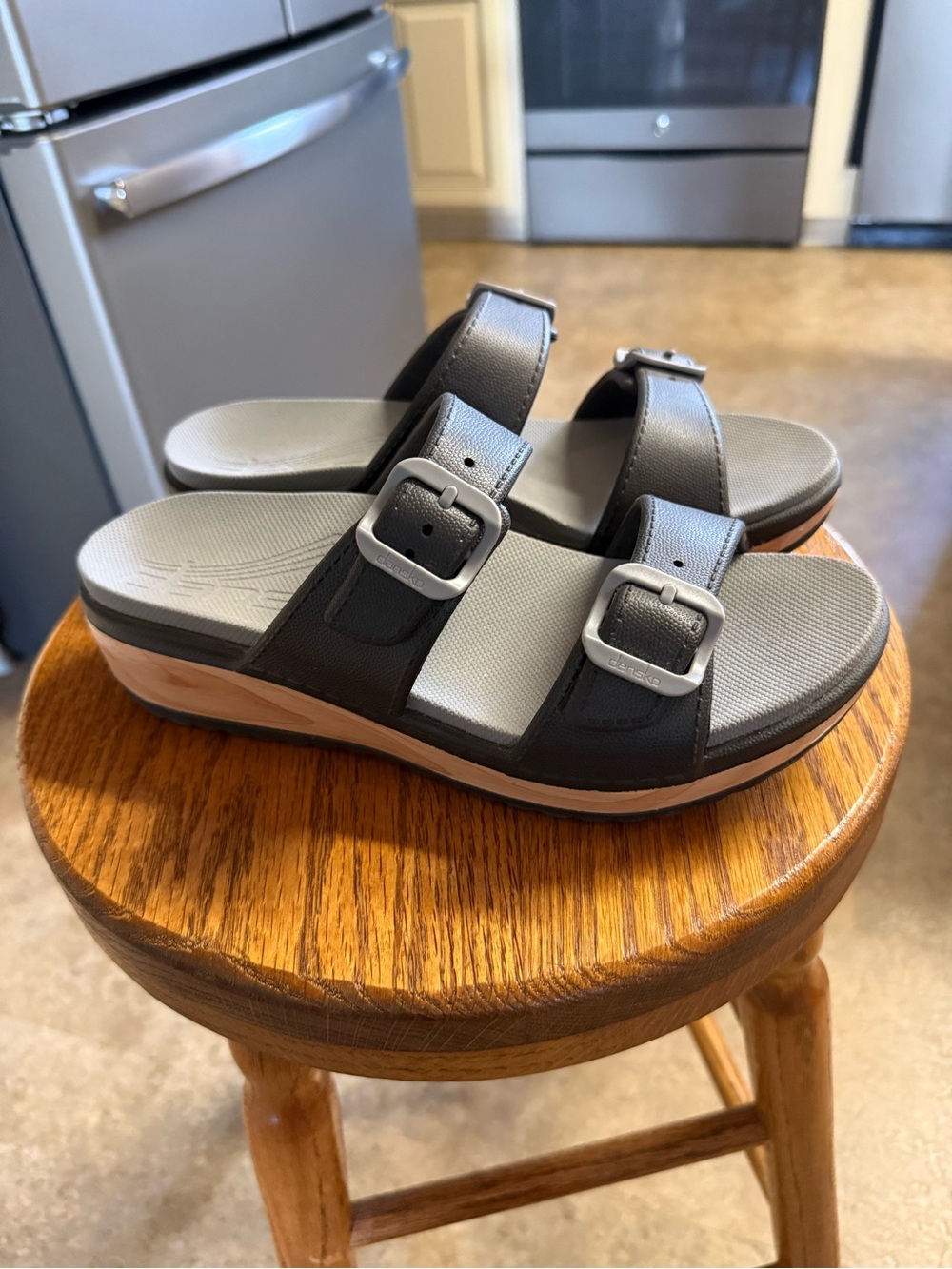 Dansko Black Double-Buckle Slide Sandals